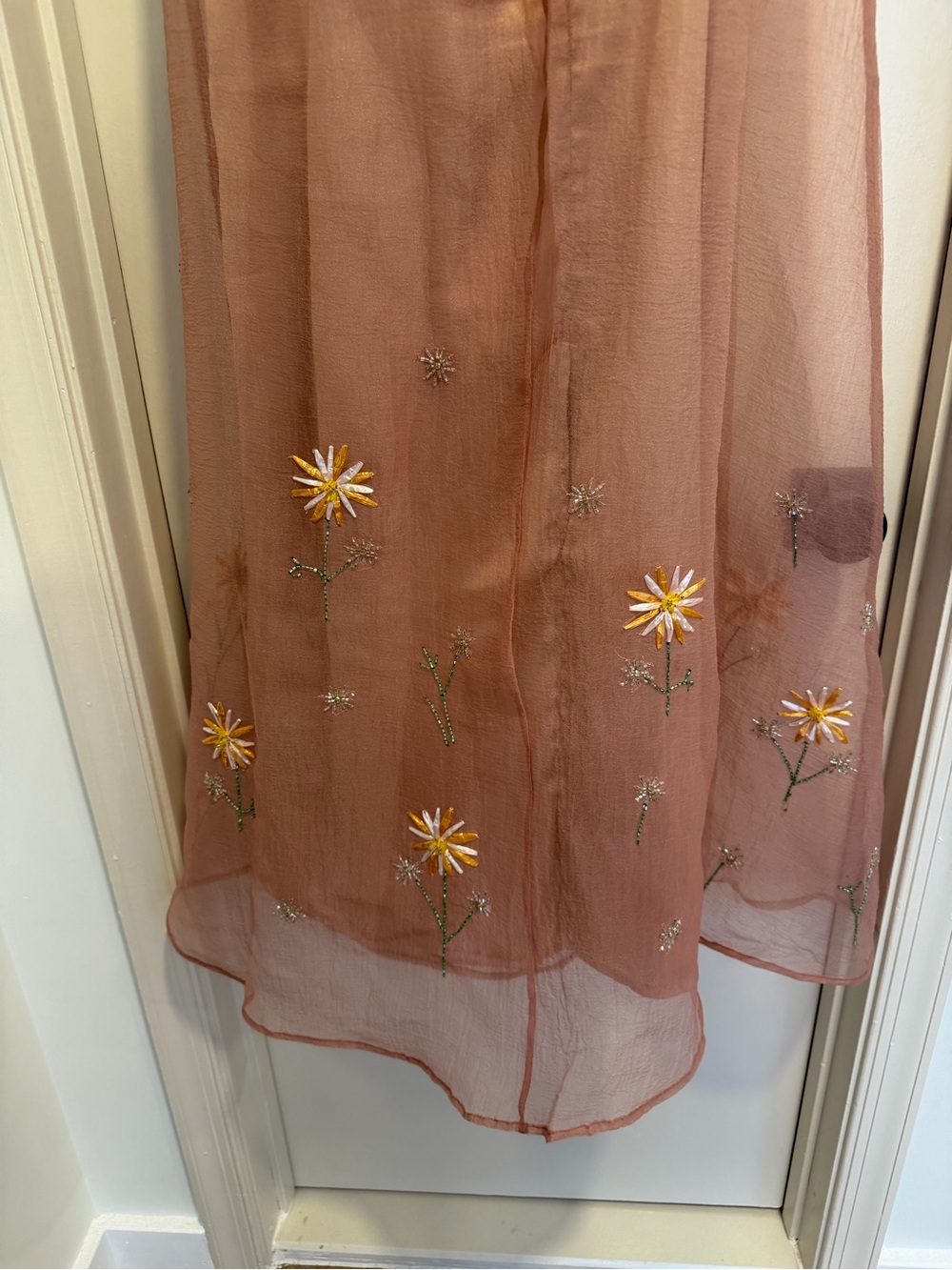 Staud Albee Floral Beaded Organza Gown Maxi Dress in Pink Size Medium - Picture 7 of 9